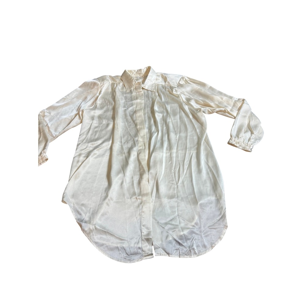 ADOLFO Collectibles Womens Ivory Lace Back Button‎ Front Shirt Blouse Size 16